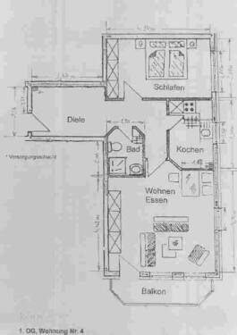 Plan der Wohnung - Etagenwohnung mit 62,00 m² in Düsseldorf zur Miete
