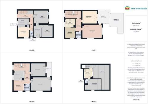Erd-, Ober- 1.+2. u. Dachgeschoss - 