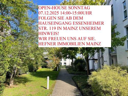 Open House So. 07.12.2025 14:00-15:00Uhr! - *NEU* OPEN HOUSE SONNTAG 07.12.2025 14:00-15:00UHR AB DEM HAUSEINGANG ESSENHEIMER STR. 119 IN MAINZ UNSEREM HINWEIS FOLGEN!