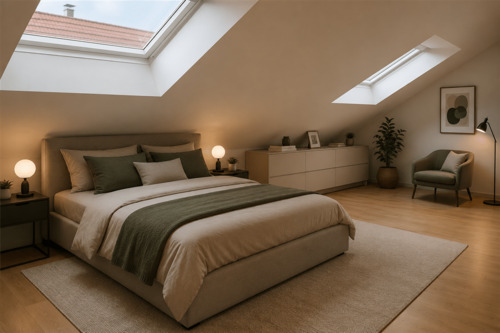 Schlafzimmer DG - virtually staged - 