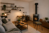 Wohnzimmer mit Ofen 1.OG - virtually staged - 
