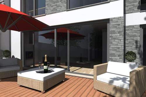 Gartenperspektive - Individuell geplantes Stadthaus mit sonniger Dachterrasse in Gohlis-Süd