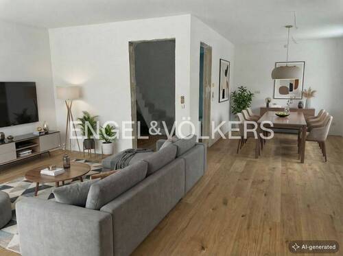 [KI-optimiertes Foto] Wohn- und Küchenbereich - Beispiel - 4 Zimmer Doppelhaushälfte in Hamburg