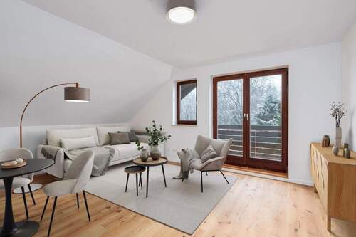 Wohnzimmer - Kernsanierte 2-Zimmer-Wohnung im grünen Forstenried