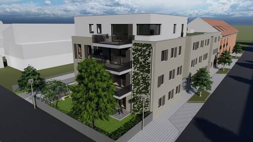 Seitenansicht Wohnanlage - Urbanes Leben im Zentrum: Ein Quartier für alle Lebensstile.