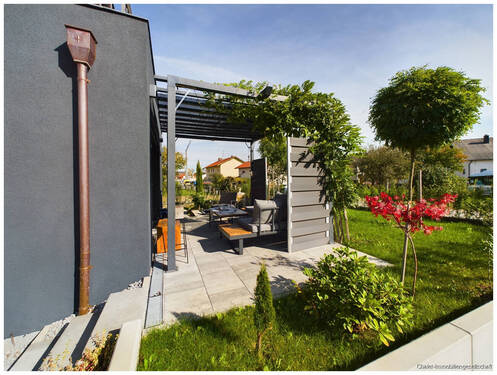 Garten mit überdachter Terrasse - Einfamilienhaus mit 115,00 m² in Kirchham zum Kaufen