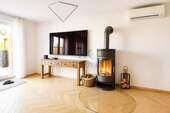 Wohnzimmer, kamin - 4 Zimmer Doppelhaushälfte zum Kaufen in Bergheim Büsdorf