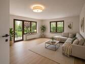 KI Bild - Wohnzimmer Blick Richtung Terrasse - Attraktive Eigentumswohnung mit Terrasse und optionaler Komplettsanierung