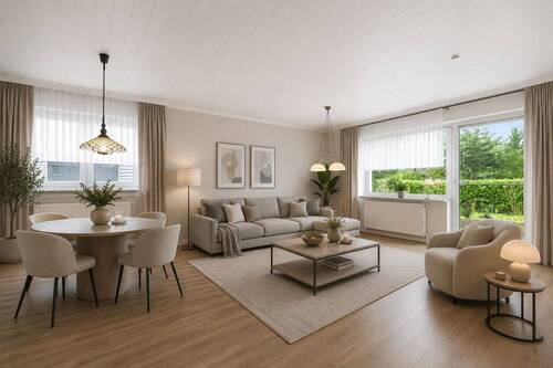 Wohnzimmer virtuell möbliert - 