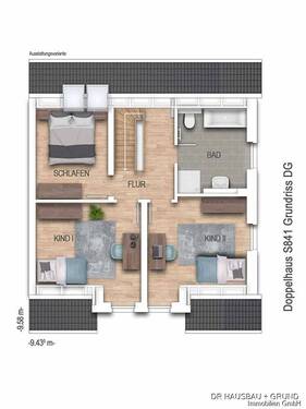 Drei helle Schlafzimmer und ein komfortables Bad – durch den Zwerchgiebel mit bodentiefen Fenstern besonders lichtdurchflutet - 