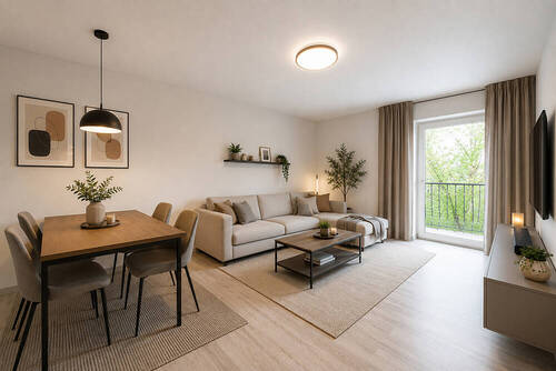 Wohnzimmer_a_gestaged - 2 Zimmer Etagenwohnung zum Kaufen in Elmshorn