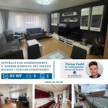 Bild 1 - Zentrumsnahe 3-Zimmer Wohnung mit großem Balkon