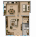 Grundriss - Visualisierung Einrichtung Beispiel - Eine Wohnung viele Möglichkeiten
