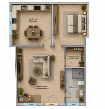 Grundriss - Visualisierung Einrichtung Beispiel - Eine Wohnung viele Möglichkeiten