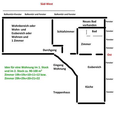 Wohnung 1. + 2. Stock ca. 100qm Z19h+19v+10+11+12+Flur - 