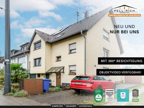 NEU&NUR bei PellRich Objekt 958 - ENTZÜCKEND: Doppelhaushälfte mit Garage in zentraler Lage von Karlsruhe-Knielingen
