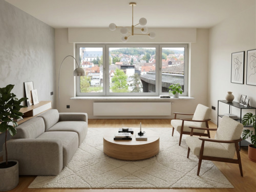 Wohnzimmer (Bungalow) KI bearbeitet - 