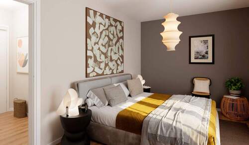 Im Schlafzimmer verbinden sich Ruhe und Geborgenhe - Zwei Zimmer mit Balkon und Komfort