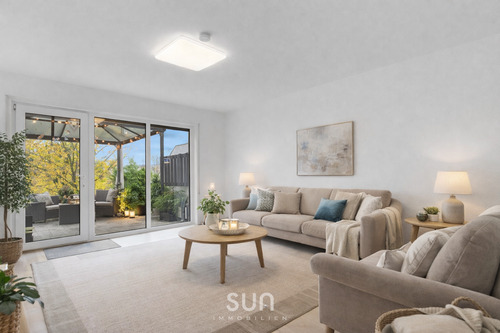 Wohnzimmer (visualisiert) - Terrassenwohnung mit 77,50 m&sup2; in Schmitten im Taunus zum Kaufen