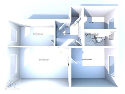 3D-Ansicht - 3 Zimmer Etagenwohnung zum Kaufen in Zeithain