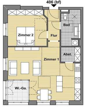 Einheit Nr. 406 - 2 Zimmer Etagenwohnung in Pfinztal