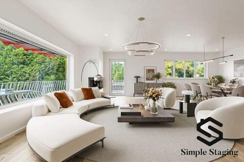 digitales homestaging Wohnzimmer - Privates Refugium mit Einliegerwohnung, Schwimmhalle & Sauna