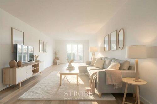 Wohnzimmer - KI Einrichtungsvorschlag - Etagenwohnung mit 90,00 m&sup2; in München zum Kaufen