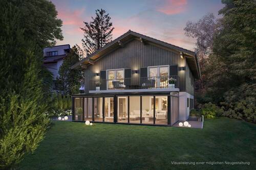 Mögliche Neugestaltung bei Sonnenuntergang - Leben am Park. Einfamilienhaus in absolut ruhiger Lage.