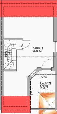 Studio mit Dachterrasse - 