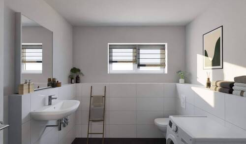 Tageslichtbad mit bodengleicher Dusche - 