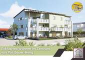 Süd-West-Ansicht - L(i)ebenswertes Wohnen im Zentrum von Postbauer-Heng mit KfW40 QNG: 2,5-Zimmer-Wohnung mit Terrasse und Gartenanteil