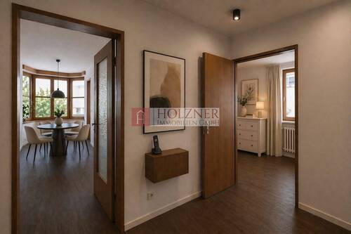 Flur Blick in Schlafzimmer und Wohn- Essbereich Wohnbeispiel - 