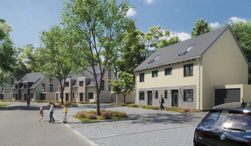 Modernes Doppelhaus als Effizienzhaus 40 - Familienfreundliche Doppelhaushälfte inklusive Einbauküche, Keller und ausgebautem Dachstudio