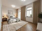 Schlafzimmer mit Ausgang zur Terrasse _visualisiert mit KI - 4 Zimmer Etagenwohnung in Dresden