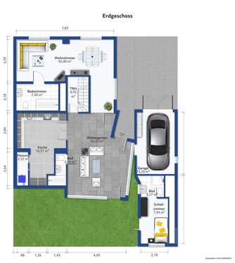 EG + Garage und Nebenraum - 