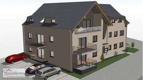 visualisierte Seitenansicht - LOSHEIM AM SEE: NEUBAUWOHNUNG 2 SCHLAFZIMMER ERDGESCHOSS