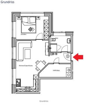 Bild 2 - 2 Zimmer Etagenwohnung zum Kaufen in Schortens