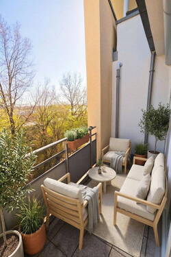 Balkon - S-Hohenheim: unvermietete helle 3-Zi.-Wohnung mit Südbalkon & TG