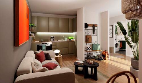 Offene Küche im Wohn-Essbereich - Eigentumswohnung mit privatem Garten