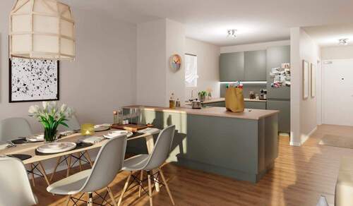 Die offene Wohnküche lädt zum gemeinsamen Kochen ein - Haus inklusive Grundstück, Terrasse und Garten