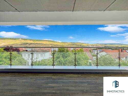 Blick vom Balkon mit einem möglichen Bodenbelag (AI) - 