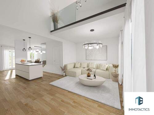 Wohnbereich / Essbereich gestaged - 8 Zimmer Doppelhaushälfte zum Kaufen in Bingen am Rhein