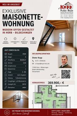 Bild 1 - xklusive Maisonettewohnung - modern offen gestaltet in Horb - Bildechingen