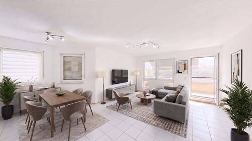 Einrichtungsbeispiel Wohn- und Esszimmer - 3 Zimmer Etagenwohnung zum Kaufen in Hafenlohr