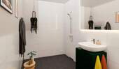 Modernes Badezimmer mit bodengleicher Dusche - 