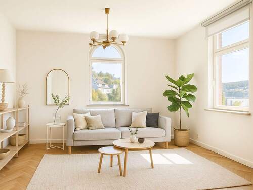 Wohnzimmer (Einrichtungsvorschlag) - Etagenwohnung mit 49,30 m² in Stuttgart zum Kaufen