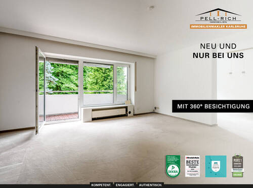 Neu & Nur bei Pell-Rich (neu) - GRÜNRUHE: Geräumige 4-Zi.-Wohnung mit Balkon und Tiefgaragenstellplatz in Durlach-Bergwald zur Miete