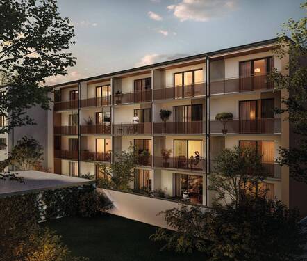 Balkonansicht Seitengebäude - Exklusive 2,5-Zi.-Whg. in Toplage Schwabing! Erstbezug!