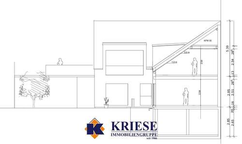Gartenansicht Schnitt innen Raumhöhen - 