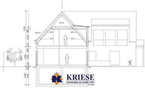 Seitliche Straßenansicht Schnitt innen Raumhöhen - 